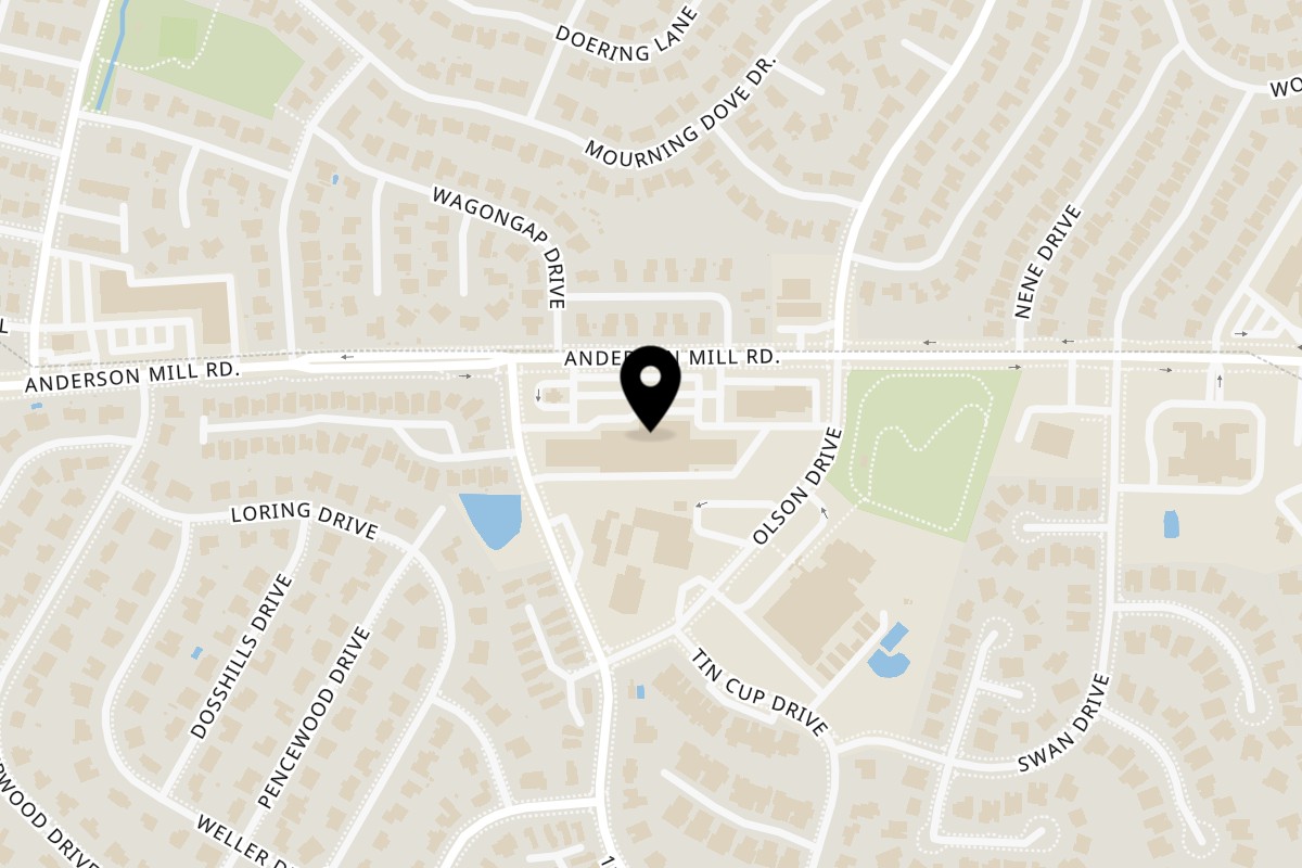 Map showing the location of Pizza Roma on 10401 Anderson Mill Rd in Austin